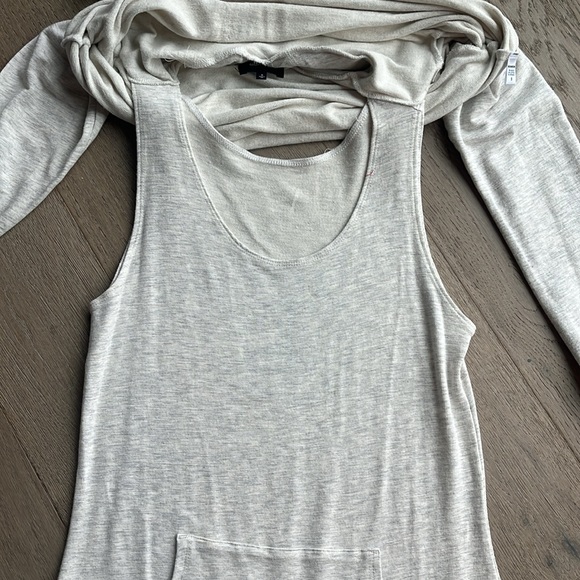 NWOT Monrow Supersoft Double Layer Hoody Dress in Ash Gray (Small) - Picture 13 of 15